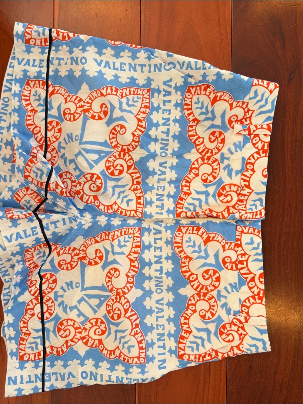 Valentino Blue, Red & White Logo Print Shorts